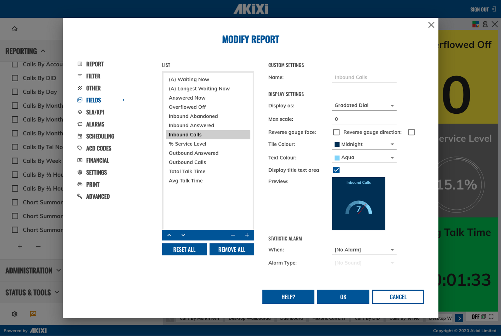 Akixi Modify report